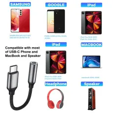 USB C to 3.5mm Aux Cable Female Headphone Jack Adapter Converter For iPad/Samsung
