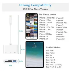 SD Card Reader for iPhone/iPad 8-Pin SD/TF Card Camera Reader Adapter UK