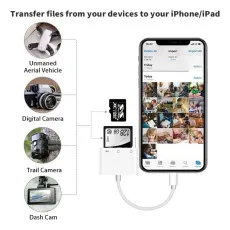 SD Card Reader for iPhone/iPad 8-Pin SD/TF Card Camera Reader Adapter UK