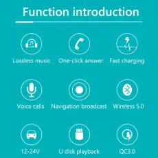 BT 5.0 FM Transmitter Hand free Dual USB Mp3 Player Car Phone Wireless Charger