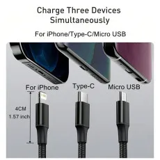 2.0A Fast Charging & Data Transferring Cable Type C/Micro/iPhone