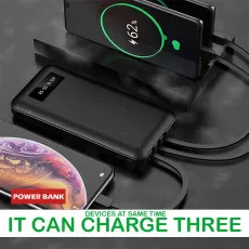 Portable Power Bank With Built in Cables 10000mAh Battery Pack Adapter For Phones