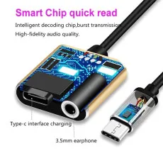2 In1 Usb Type C Adapter To 3 5 Jack Headphone Charging Splitter Audio Aux Cable UK