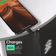 SwiftCharge USB Type C to iPhone Fast Charging & Data Sync Short Cable MFi Certified UK