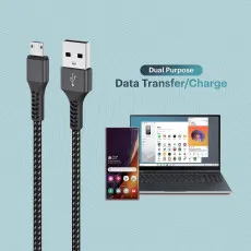 3A Fast Micro USB Nylon Braided Charging Cable & Data Sync Cable Lead For All Samsung Oppo Vivo Huawei