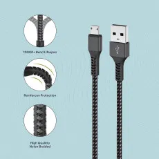 3A Fast Micro USB Nylon Braided Charging Cable & Data Sync Cable Lead For All Samsung Oppo Vivo Huawei