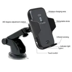 Fast Wireless In Car Phone Charger & Holder for iPhone Samsung Huawei