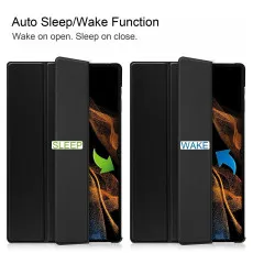 Samsung Galaxy Tab S8 Ultra Smart Case UK Leather Flip Trifold Stand Auto Wake/Sleep Magnetic Smart Cover