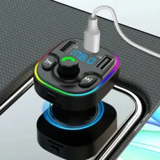 Bluetooth 5.0 Car Charger with FM Transmitter, MP3 Player, Dual USB + Type C | Free Shipping UK