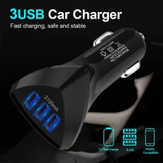 3 USB Ports Car Mobile Phone Charging Power Adapter Fits iPhone Samsung