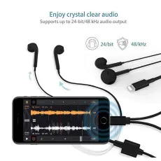 2in1 Dual Lightning Headphone Jack AUX Audio and Charge Adaptor For iPhone