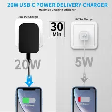 20W USB-C Power Adapter Folding Mains Charger Wall Plug for Samsung Xiaomi Huawei