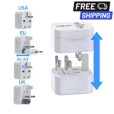 Global Travel Adapter UK EU US AU Multi-Plug Converter 3-Pin/2-Pin