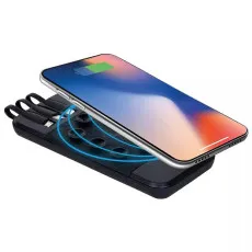 10,000mAh Power Bank - Fast Charging, USB & Wireless, 3 Cables Included, PB098B