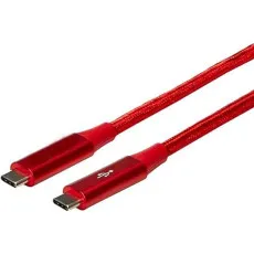 Double Braided Nylon USB-C to USB-C 3.1 Gen 1 Cable - 1.8m Red Data Transfer Cable
