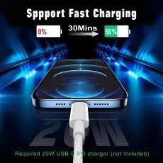 20W PD Fast Charging Cable Type-C to Lightning for iPhone 16, 15, 14, iPad