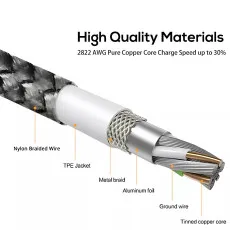 3A Fast Charging Cable - Braided, USB Lead for Huawei, Samsung