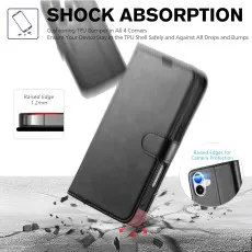 iPhone 16 Leather Wallet Phone Case - Shockproof Protective Cover