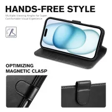 iPhone 16 Leather Wallet Phone Case - Shockproof Protective Cover