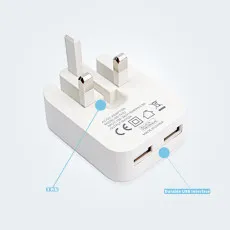 Dual USB Charger Plug 3-Pin Folding Mains 5V/2.1A Fast Charging Adapter
