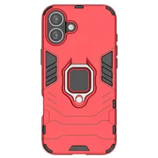 Armor Shockproof Hard Red Ring Case For iPhone 16