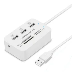 Card Reader and 3 Ports USB Hub Combo, High Speed External Memory Card Reader (MS, Micro SD,SD/MMC,M2,TF Card)