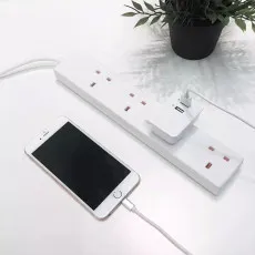 UK 4-Gang Extension Lead with 1 Meter Cable Mains Power Plug Socket