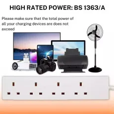 UK 4-Gang Extension Lead with 1 Meter Cable Mains Power Plug Socket
