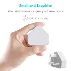 High Speed 3 Pin Mains Wall Plug Charger for iPhone/Android White