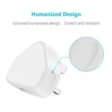 High Speed 3 Pin Mains Wall Plug Charger for iPhone/Android White