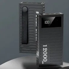 Portable Power Bank 12000mAh with Dual USB Ports & LCD Display