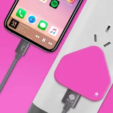 Portable Pink Triangle 3-Pin USB Wall Plug Charger Adapter