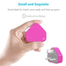 Portable Pink Triangle 3-Pin USB Wall Plug Charger Adapter