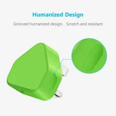 Green USB Wall Plug Charger Adapter with 1AMP Output for Smartphones & Tablets
