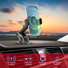 Universal 360 Rotate Wireless Charging Car Mount: Automatic Clamping Dashboard, Windshield, and Air Vent Holder