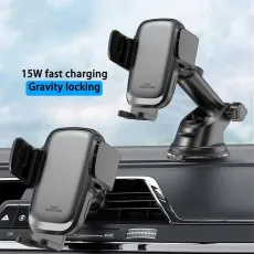 Universal 360 Rotate Wireless Charging Car Mount: Automatic Clamping Dashboard, Windshield, and Air Vent Holder