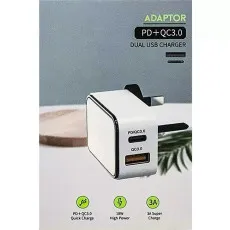 18W PD Fast Charger USB-C & USB-A QC 3.0 for Samsung, iPhone