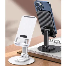 Adjustable 360° Rotating Metal Phone Holder – Non-Slip Desk Stand