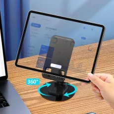 Adjustable 360° Rotating Metal Phone Holder – Non-Slip Desk Stand