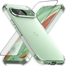 Google Pixel 9 Pro Clear Case with Tempered Glass Screen Protector