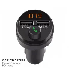 Dual USB FM Transmitter Car Charger Adaptor, 3.6A QC 3.0 Cigarette Lighter USB Adapter