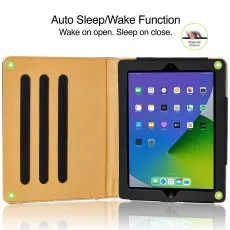 iPad 9th Gen (2021) 10.2 Inch Premium Leather Case – Slim Black Stand Flip Cover