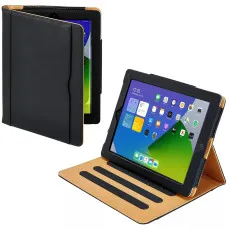 iPad 9th Gen (2021) 10.2 Inch Premium Leather Case – Slim Black Stand Flip Cover