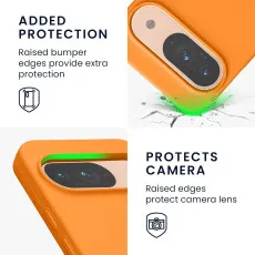 Google Pixel 9 Pro Case - Soft TPU Silicone Cover with Soft Finish - Shockproof & Scratch-Resistant - (Fruity Orange)