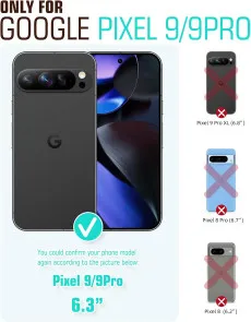 Google Pixel 9 & Pixel 9 Pro Wallet Case - PU Leather Flip Folio with Card Holders - Blue