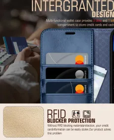 Google Pixel 9 & Pixel 9 Pro Wallet Case - PU Leather Flip Folio with Card Holders - Blue