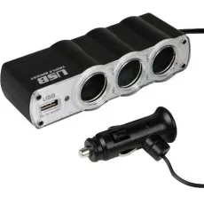 Car Cigarette Lighter Socket Plug Connector Adapter 3 In 1 Sockets 12/24V Car Charger