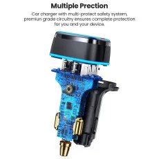 USB C Car Charger 3 Port Cigarette Lighter Adapter Super Fast 18W Charging