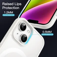 MagSafe-Compatible Magnetic Case for iPhone 14 | Translucent Matte Back Slim Shockproof Phone Cover (White)