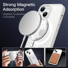 MagSafe-Compatible Magnetic Case for iPhone 14 | Translucent Matte Back Slim Shockproof Phone Cover (White)